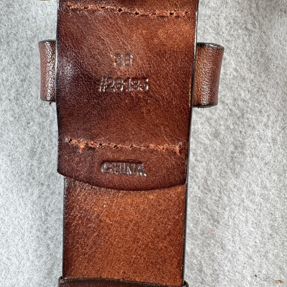 IZOD Men’s Brown Woven Leather Belt 36 Distressed Silver Buckle & Tip 90s VTG - Picture 7 of 8